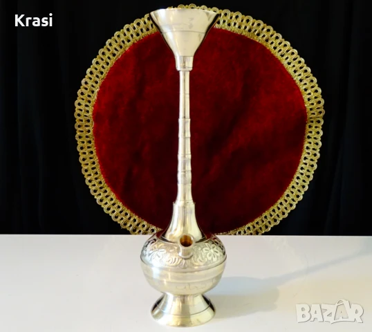 Посребрено бронзово наргиле,маркировка, снимка 2 - Наргилета - 50898059