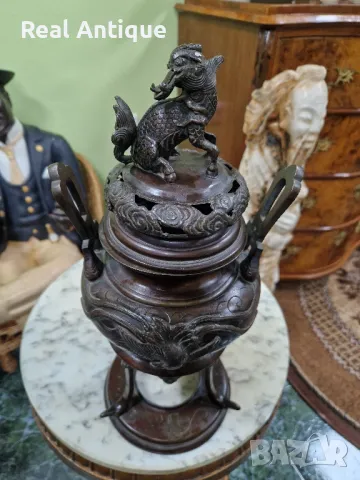 Стара голяма антикварна колекционерска китайска кадилница , снимка 4 - Антикварни и старинни предмети - 49488772