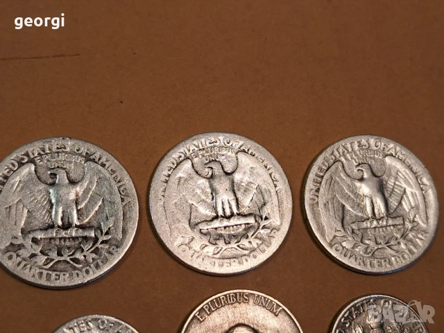 6 американски сребърни монети 5 цента, 10 цента, четвърт долар, снимка 7 - Нумизматика и бонистика - 50493033