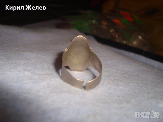 СТАР МАЙСТОРСКА РЪЧНА РЕТРО АРТ ИЗРАБОТКА ФЛОРАЛЕН ПРЪСТЕН РЕГУЛИРУЕМ СРЕБРИСТ МЕСИНГ 15110, снимка 5 - Антикварни и старинни предмети - 37442882
