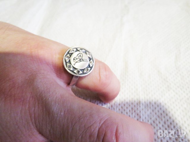 стар сребърен пръстен, стар османски сребърен пръстен с тугра, тура, турски пръстен сребро, снимка 3 - Пръстени - 33007489