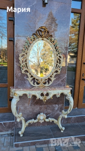 Италианска барокова конзола с огледало 016, снимка 3 - Огледала - 52854094