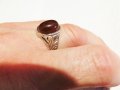 стар мъжки сребърен пръстен, турски пръстен с  карнеол - Събуди страстта и привличай любо, снимка 1 - Пръстени - 35483023