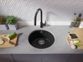 Графит кръгла кухненска мивка за вграждане под плот Валета 50 460x460 мм, снимка 4
