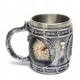 Код 95623 Стилна чаша от полирезин и метал с релефни декорации - череп на индианец, снимка 1 - Чаши - 37044186
