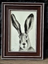 Заек, картина въглен, миниатюра, снимка 2
