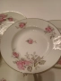 6 бр. порцеланови чинии 23 см. с флорален декор и сребрист кант, снимка 5