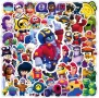 50 бр Брау Старс Brawl stars самозалепващи лепенки стикери за украса декор картонена торта ръчна изр, снимка 8