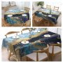 Декоративна покривка за маса със син мрамор със златни ивици, 3размера
