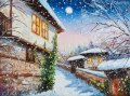 Картини зимни пейзажи - Селски пейзаж