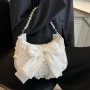 Дамска кокетна бяла чанта с панделка, снимка 3