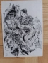 Стара рисунка туш, подписана С.Х., снимка 1