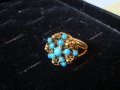 19 ВЕК ПОЗЛАТЕН ТЮРКОАЗЕН БРОНЗОВ ФИЛИГРАН ПРЪСТЕН СТАРО ГРАДСКО БИЖУ СТАР ЮВЕЛИРЕН УНИКАТ 17256, снимка 13