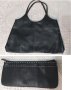 Черна кожена чанта и дамски плик, снимка 1