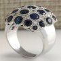 Голям сребърен пръстен със сини камъни, снимка 3