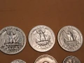 6 американски сребърни монети 5 цента, 10 цента, четвърт долар, снимка 7