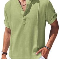 Мъжка ежедневна риза с къс ръкав в стил Henley, 5цвята - 023 - 023, снимка 2 - Ризи - 39222692