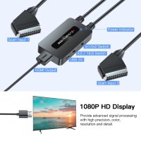 Два порта Scart към HDMI конвертор с изходно съотношение 4:3/16:9,два порта Scart In-HDMI out,HDTV, снимка 6 - Стойки, 3D очила, аксесоари - 42984839