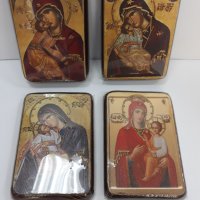 Дебели малки икони с Майка Богородица 16 / 11 см , платно и дърво , снимка 2 - Икони - 37534175