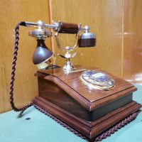 Старинен ретро домашен телефон Post DFeAp 301 от дърво и бронз, снимка 6 - Антикварни и старинни предмети - 43620349