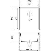 Кухненска Мивка от гранит модел Лондон 45 Slim 410 x 470 mm - графит, снимка 3 - Други - 40732904