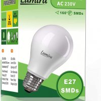 Енергоспестяваща LED крушка - E27, топла светлина 60x107 mm , снимка 1 - Крушки - 27238402