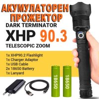 Мощен прожектор XHP90 тактически лед фенер  P90 зареждане USB къмпинг, снимка 4 - Къмпинг осветление - 39740971