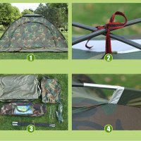 ПРОМО Четириместна палатка за къмпинг с Мощен челник 5 LED, снимка 4 - Палатки - 33198660
