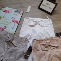 Нов уникален панталон с панделка в бял сив и розов  цвят на намаление, снимка 2 - Панталони - 28261957