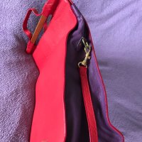 Дамска чанта корал червена и лилаво ретро стил дълга дръжка , снимка 14 - Чанти - 40397251