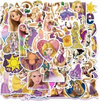 Рапунцел Rapunzel 50 бр самозалепващи лепенки стикери за украса декор картонена торта и др парти, снимка 2 - Други - 36887844