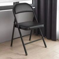 Сгъваем кожен стол със стоманена конструкция, снимка 1 - Столове - 44842736