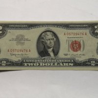 USA $ 2 Dollars Red Seal 1963 НЕЦИРКУЛИРАЛА , снимка 3 - Нумизматика и бонистика - 27441270