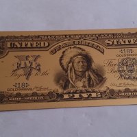 Банкнота 5 долара сувенирна идеален подарък - 14317, снимка 2 - Други ценни предмети - 29037855