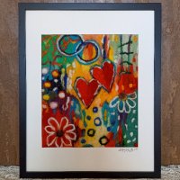 "Две сърца" - вълнена живопис/плъст, снимка 1 - Картини - 44053256
