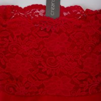 Червена рокля с дантела марка Creens - XL, снимка 5 - Рокли - 38778690