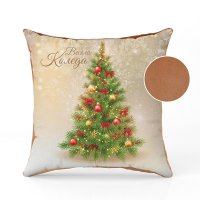 Коледна възглавница с елха Весела Коледа Код: 090730-5, снимка 1 - Декорация за дома - 43156715