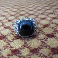 Мъжки сребърен пръстен, Уникалнен дизайнерски  с голям черен оникс  - добавете стил !, снимка 2 - Пръстени - 26265470