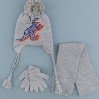 Зимен комплект шапка, шал и ръкавици за момче 1-4г, снимка 3 - Шапки, шалове и ръкавици - 34816138