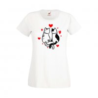 Дамска тениска Свети Валентин Valentine Cat, снимка 4 - Тениски - 35648822