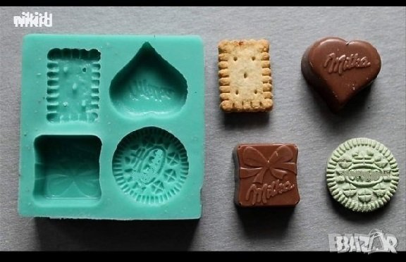 4 бр Милка Оре о орео oreo Milka Ore o бисквитка бонбон шоколад силиконов молд форма фондан гипс, снимка 1