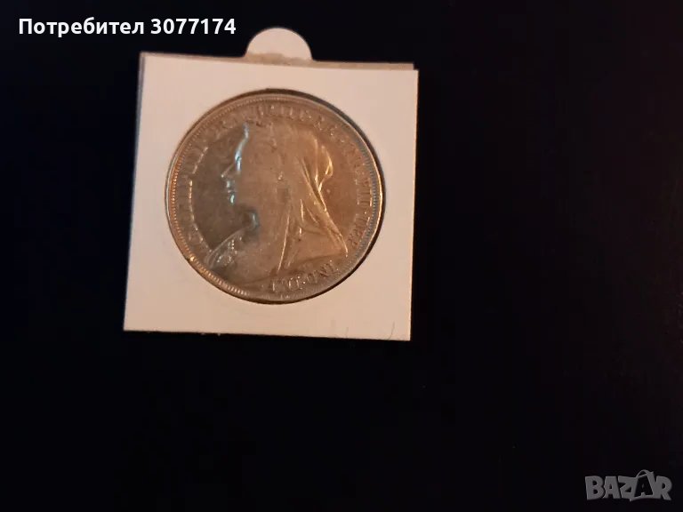 1 крона (5 шилинга) Великобритания 1895 г. Кралица Виктория , снимка 1
