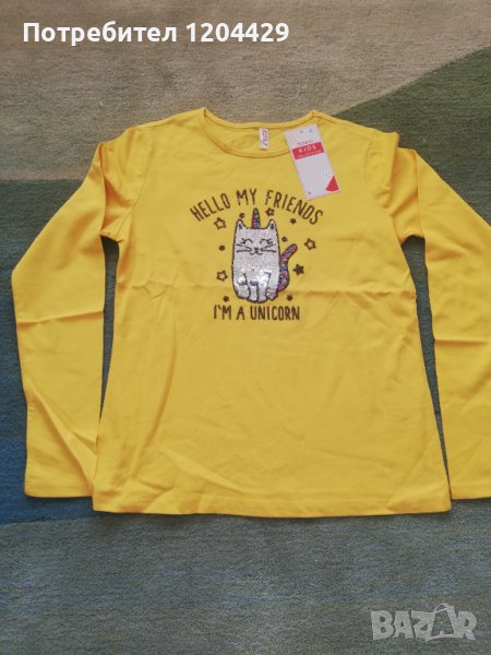 Жълта блузка с апликация от пайети, 12-13 години, 5 лева, НОВА, снимка 1