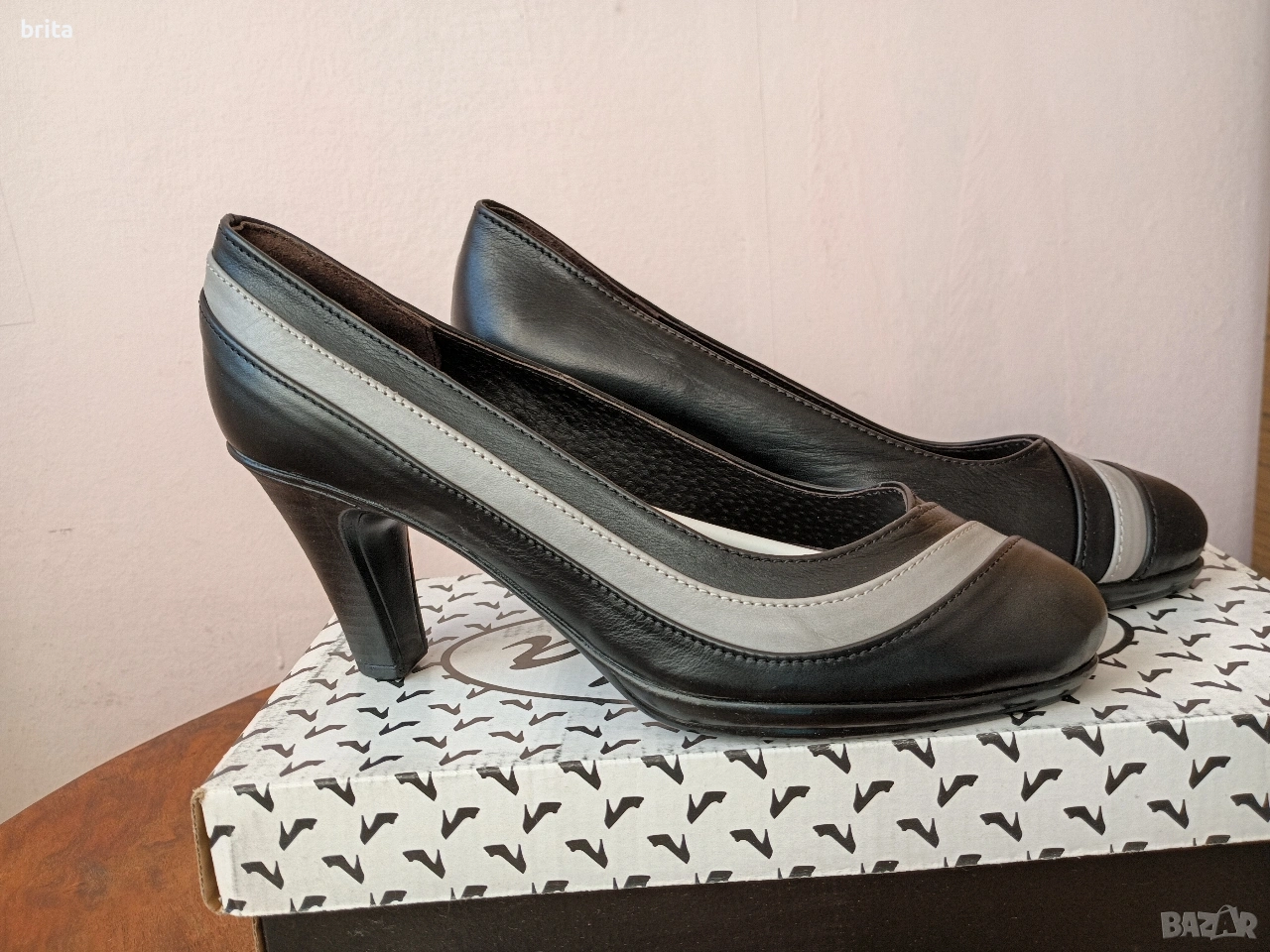 Нови! №37 Ест Кожа Обувки 8см ток

, снимка 1