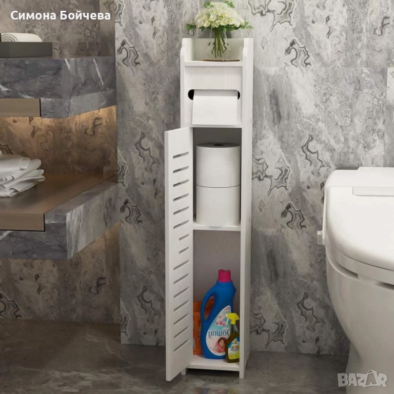 Водоустойчив шкаф за баня,ултра тънък рафт за съхранение,подходящ за малки пространства, снимка 1