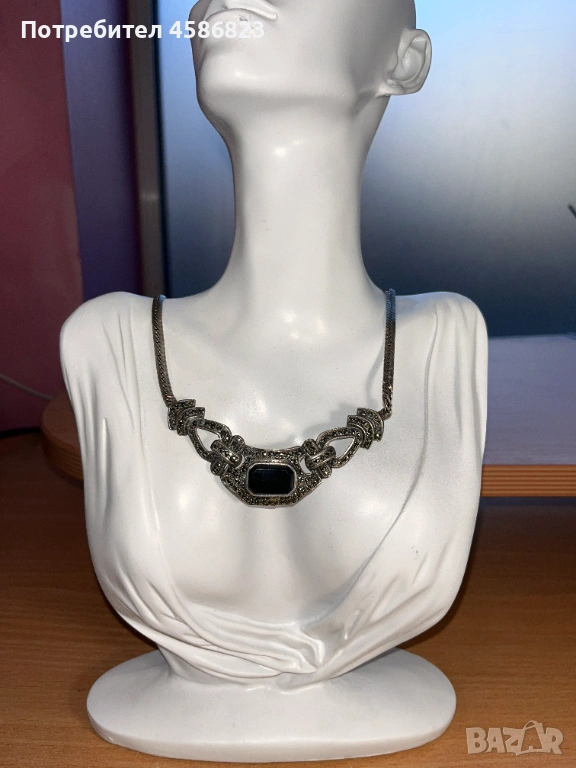 Дамско колие с черен камък, снимка 1