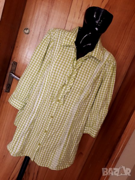 Нова светло зелена риза туника на каре ХХЛ, снимка 1