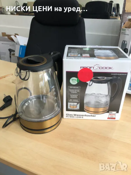 Електрическа стъклена кана за вода PROFI COOK 1.7L,2200W, снимка 1