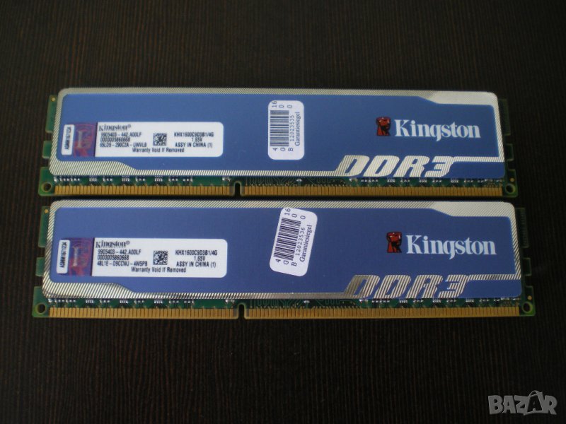 Рам памет Kingston HyperX 8GB (2x4GB) DDR3 1600MHz,PC3-12800,KHX1600C9D3B1/4G, снимка 1