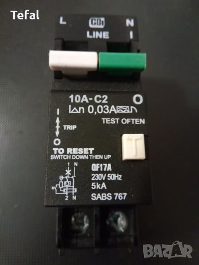 Дефектнотокова защита ; 230 V ; 10 А - С2  ; 5 KA ; 0.03 А ;, снимка 1